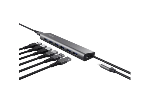 Hub Trust HALYX 7-port USB-A 3.2 zilver