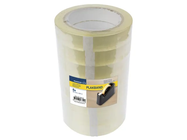 Plakband Raadhuis 25mm x 66m PP transparant krimp a 8 rol