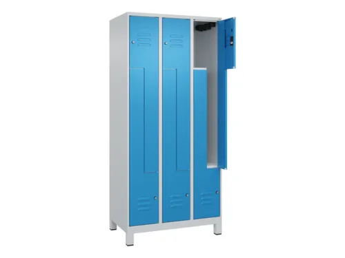 Z-garderobekast,HxBxD 1950x900x500mm,vak B 150/300mm,cil.-slot,voeten