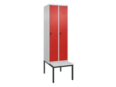 locker met bank,HxBxD 2120x600x815mm,2vak,vak B 300mm,draaigrendel