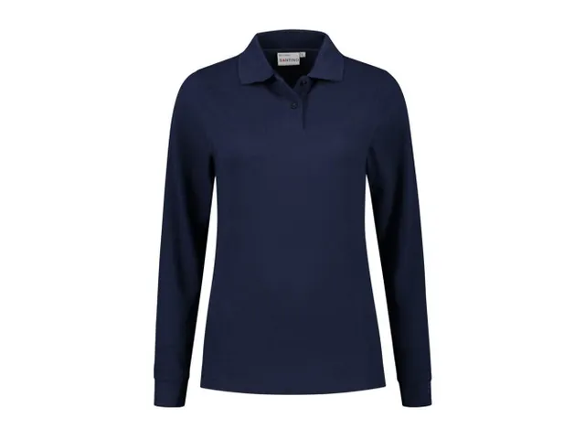 Santino Matt dames polo met lange mouwen, marineblauw, maat L, per stu