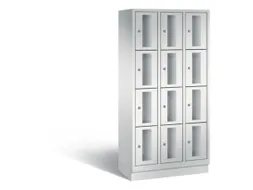 Lockerkast 1800x900x500mm 3x4 vakken Cilinderslot, Sokkel, RAL7035