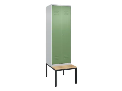 PBM-locker met bank,HxBxD 2120x600x815mm,2vak,vak B 300mm,cil.-slot