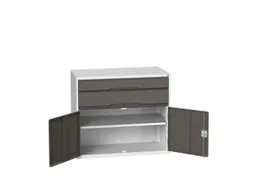 ladekast HxBxD 900x1050x550mm 2laden 2deuren RAL7035 front RAL7016