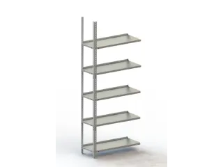 Schroefstelling Aanbouwveld Ral7035 1850x752x304mm 5legborden 95kg - 1