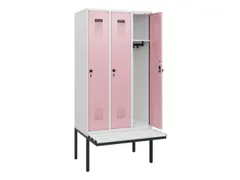 locker met bank,HxBxD 1950x900x815mm,3vak,vak B 300mm,draaigrendel