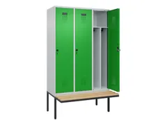 locker met bank,voor scheiding van kleding,HxBxD 2120x1200x815mm,3vak