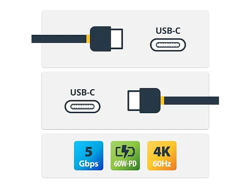 2 meter USB-C kabel 5Gbps 60W Power Delivery en 4K video