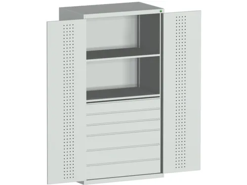 systeemkast HxBxD 2000x1050x650mm 2xStalen bodem 6laden Ral7035
