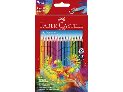 Kleurpotlood Faber-Castell Ergonomics driekant kartonnen etui à 18 st
