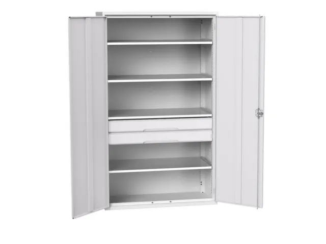universele kast,HxBxD 2000x1300x550mm,4xStalen bodem,2lade(n)