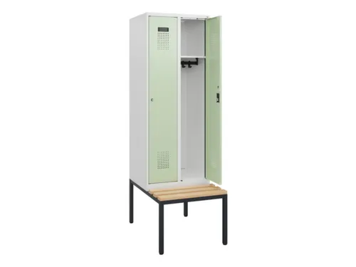 locker met bank,HxBxD 1950x600x815mm,2vak,vak B 300mm,cilinderslot