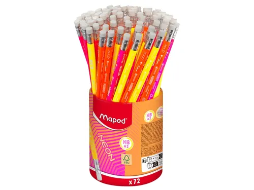 Maped GrafietPotloden HB met gumtip NEON Assorti