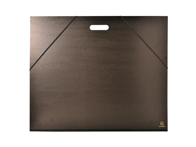 Tekenmap kraft zwarte lak met elastieken en handvat 59x72cm - voor for