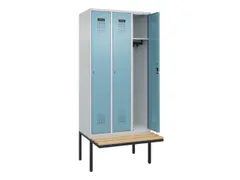 locker met bank,HxBxD 2120x900x815mm,3vak,vak B 300mm,cilinderslot