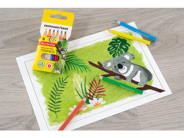 kleurpotlood Eberhard Faber 9 cm etui a 6 stuks assorti kleuren
