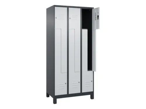 Z-garderobekast,HxBxD 1950x900x500mm,vak B 150/300mm,cil.-slot,voeten
