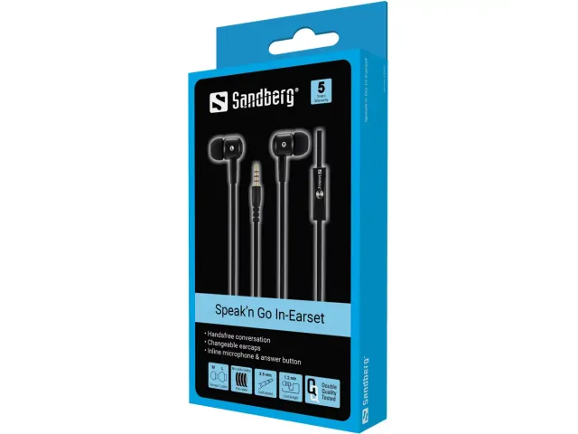 Sandberg Speak And Go In-Earset Cable/Black