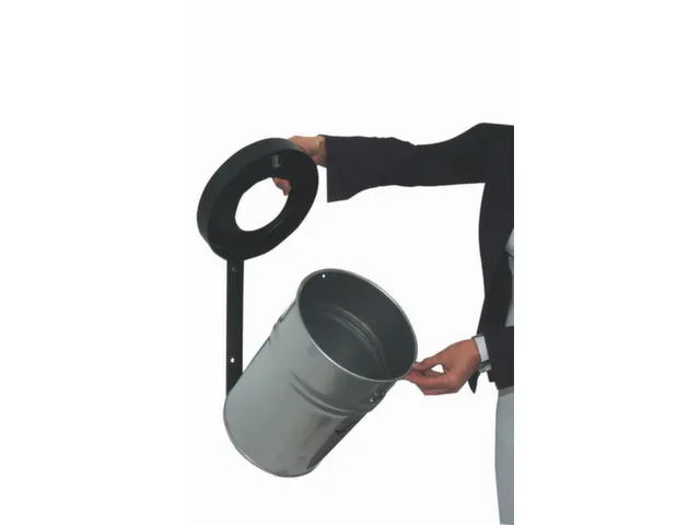 afvalbak,vlamdovend,24l,HxØ 370x295mm,wandmontage,kop zwart