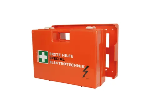 verbandkoffer,v. elektro,DIN 13157,ABS oranje,m. wandhouder