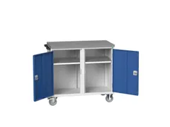 montagetafel 980x1050x600mm linoleumblad 2 kasten front RAL5010