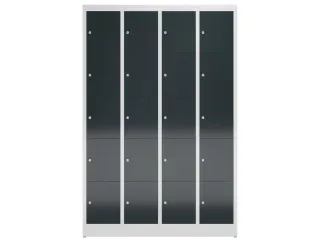 Lockerkast 1800x1185x500mm 4x5 vakken cilinderslot, sokkel, RAL7016 - 2