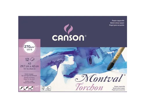 Montval aquarel wit grove korrel 270g/m²A4 12 vellen
