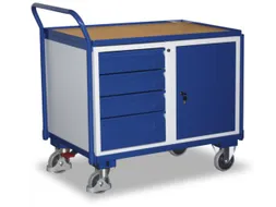 Tafel- En Kastwagen 250kg Lxb 1000x600mm 4 Laden 1 Kast Ral 5010