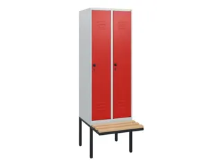 locker met bank,HxBxD 1950x600x815mm,2vak,vak B 300mm,draaigrendel - 1