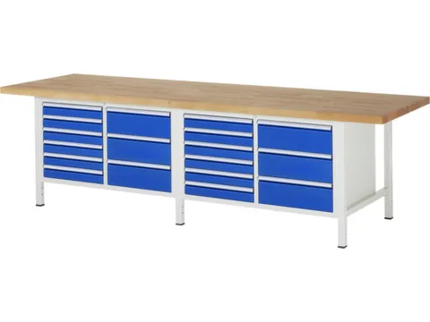 werkbank,HxBxD 840-1040x3000x900mm,beukblad,draagverm. 1250kg