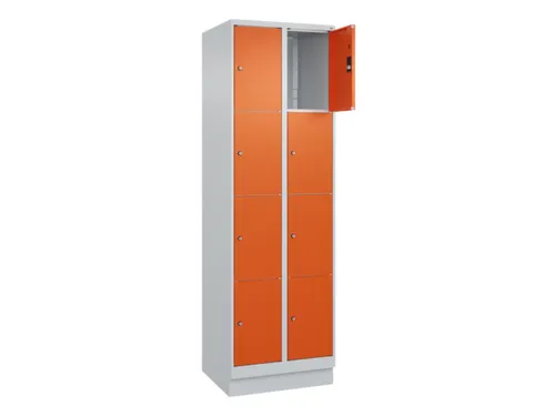 lockerkast,HxBxD 1950x600x500mm,2x4vakken,vak B 300mm,cil.-slot,sokkel