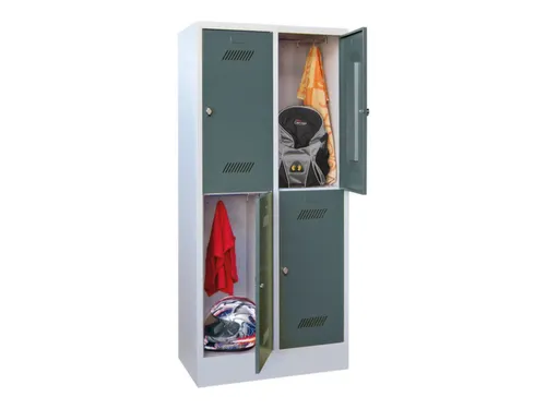dubbeldekse locker,HxBxD 1850x800x500mm,2x2vak.,RAL7035,front RAL7016
