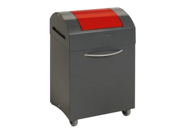 Afvalbak 45 Liter 650x380x320mm Plaatstaal 2 Wielen Klep Rood