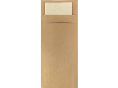 Bestekzakje IEZZY 190x85mm kraft met gerecycled servet 500 stuks