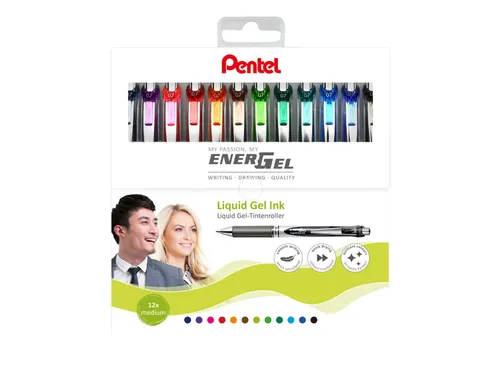 Gelschrijver Pentel BL77 Energel medium assorti 12 stuks