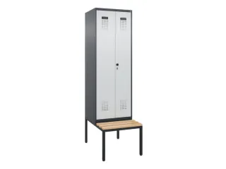 locker met bank,voor scheiding van kleding,HxBxD 2120x600x815mm,2vak - 2