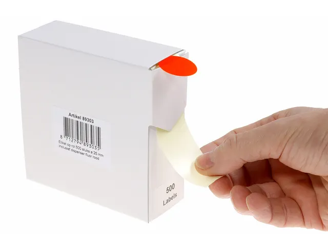 Etiket Rillprint 25mm 500st op rol fluor rood