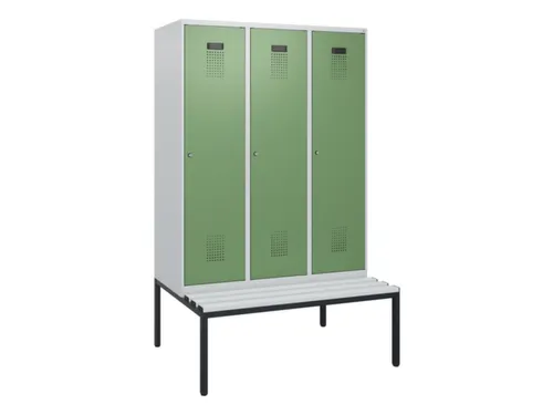 locker met bank,HxBxD 1950x1200x815mm,3vak,vak B 400mm,cilinderslot