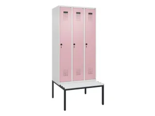 locker met bank,voor scheiding van kleding,HxBxD 2120x900x815mm,3vak - 2