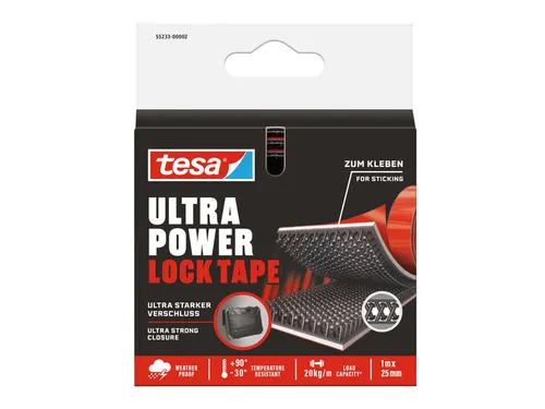 Klittenband tesa Ultra Power Lock Tape 100cmx25mm zwart