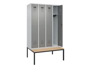 locker met bank,HxBxD 2120x1200x815mm,4vak,vak B 300mm,cilinderslot - 1