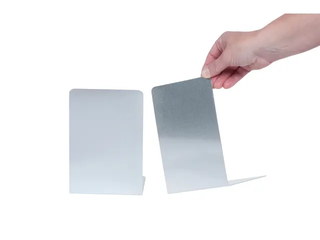 Boekensteun MAUL aluminium 12x12x17.5cm set 2 zilver