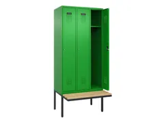 locker met bank,HxBxD 2120x900x815mm,3vak,vak B 300mm,cilinderslot