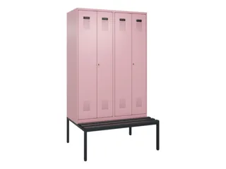 PBM-locker met bank,HxBxD 2120x1200x815mm,4vak,vak B 300mm - 2