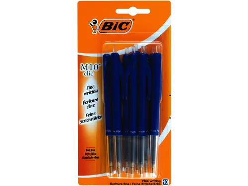 Balpen Bic M10 medium blauw blister à 10 stuks