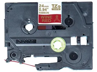 Labeltape Brother P-touch TZe-RW54 24mm goud op wijnrood - 2