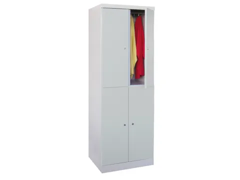 Dubbeldekse lockerkast,RAL 7035,HxBxD 1800x600x500mm,2x2vak.