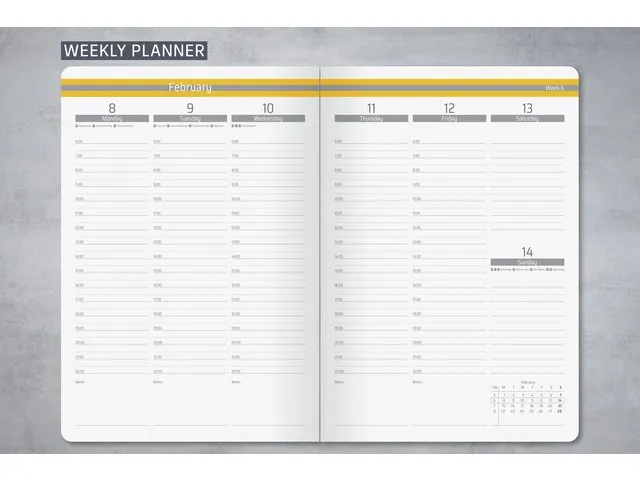 Weekagenda Linescape A5 2027 (EN) lichtgrijs Hardcover verticale indel