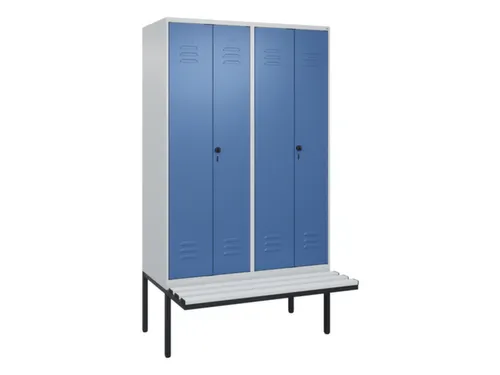 PBM-locker met bank,HxBxD 2120x1200x815mm,4vak,vak B 300mm
