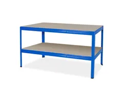 montagetafel,HxBxD 900x1500x600mm,blad hout,4voeten RAL5010,legbord